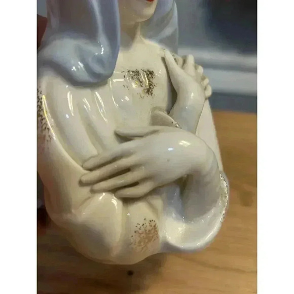 Vintage Madonna Planter Vase Centerpiece Original Decal Shafford Japan - Picture 4 of 11